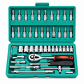 Kit De Ferramentas 46/40 Peças Jogo De Soquetes Chave Catraca Reversível Com Maleta Jogo