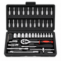Kit De Ferramentas 46/40 Peças Jogo De Soquetes Chave Catraca Reversível Com Maleta Jogo